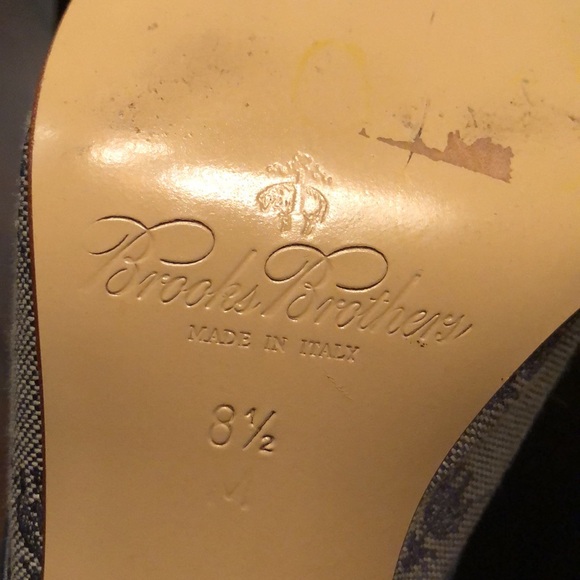 🔆 Brooks Brother’s fabric leather trim wood heel slides - Picture 11 of 11